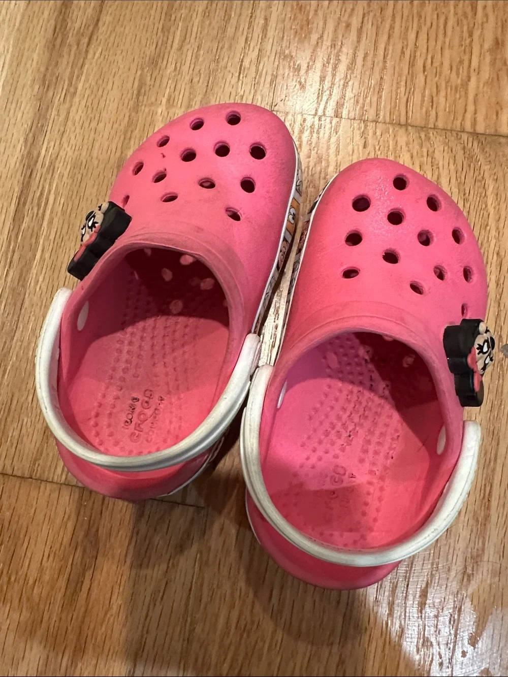 Disney Pink Minnie Mouse Kids Clog Sandals with White Strap